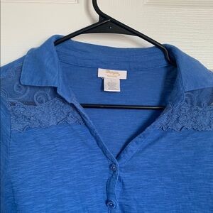 Blue Wrangler top with lace detail